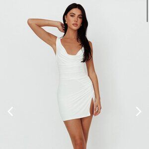 Selfie Leslie White Cowl Neck Mini Dress Size S